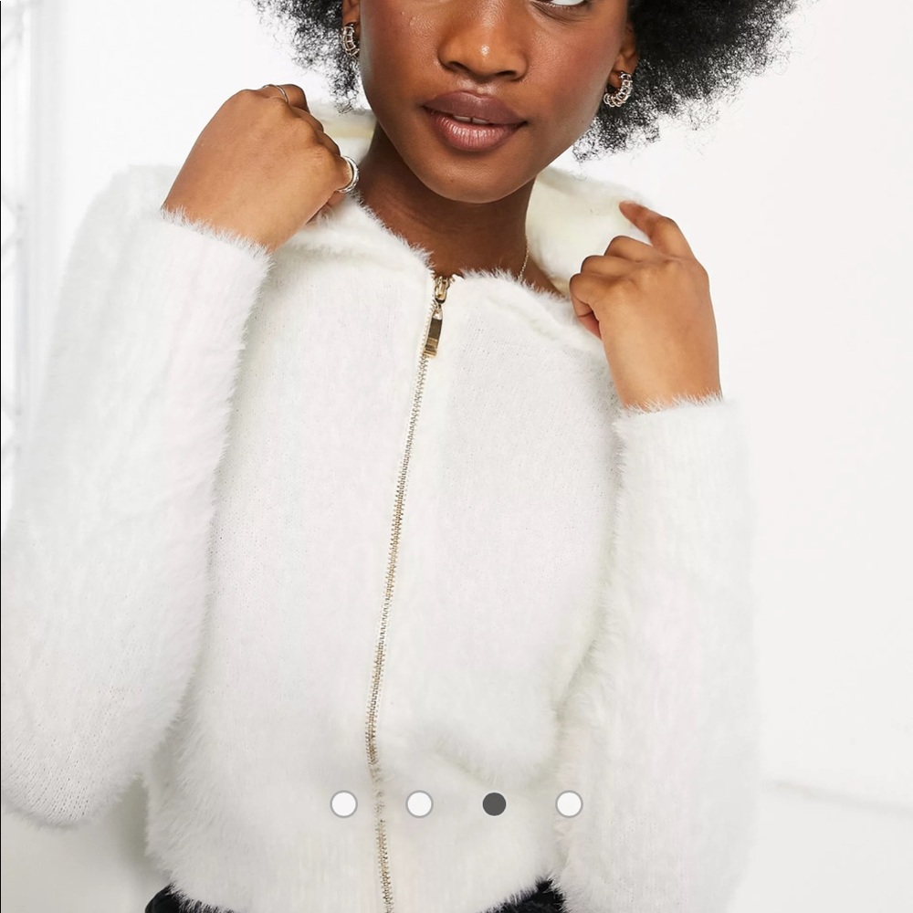 ASOS white fuzzy jacket